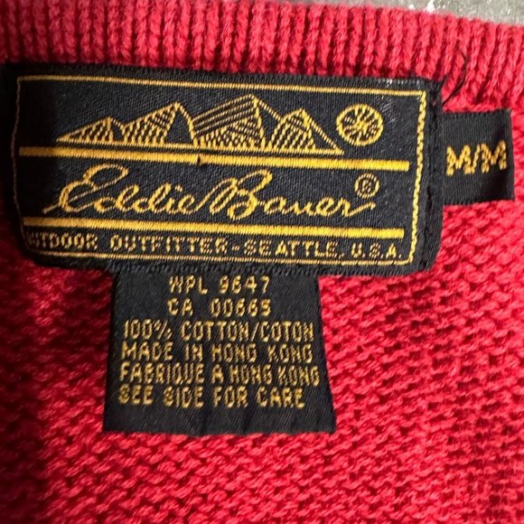 Vintage Eddie Bauer Womens M Red Sweater Button Vest Embroidered Cottagecore y2k - Picture 7 of 15